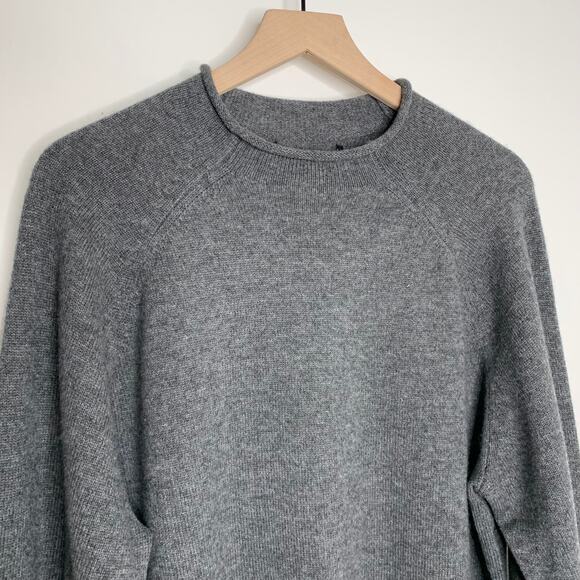 Naadam Mockneck Wool Blend Sweater Men Grey XL Cashmere Wool - Picture 11 of 15